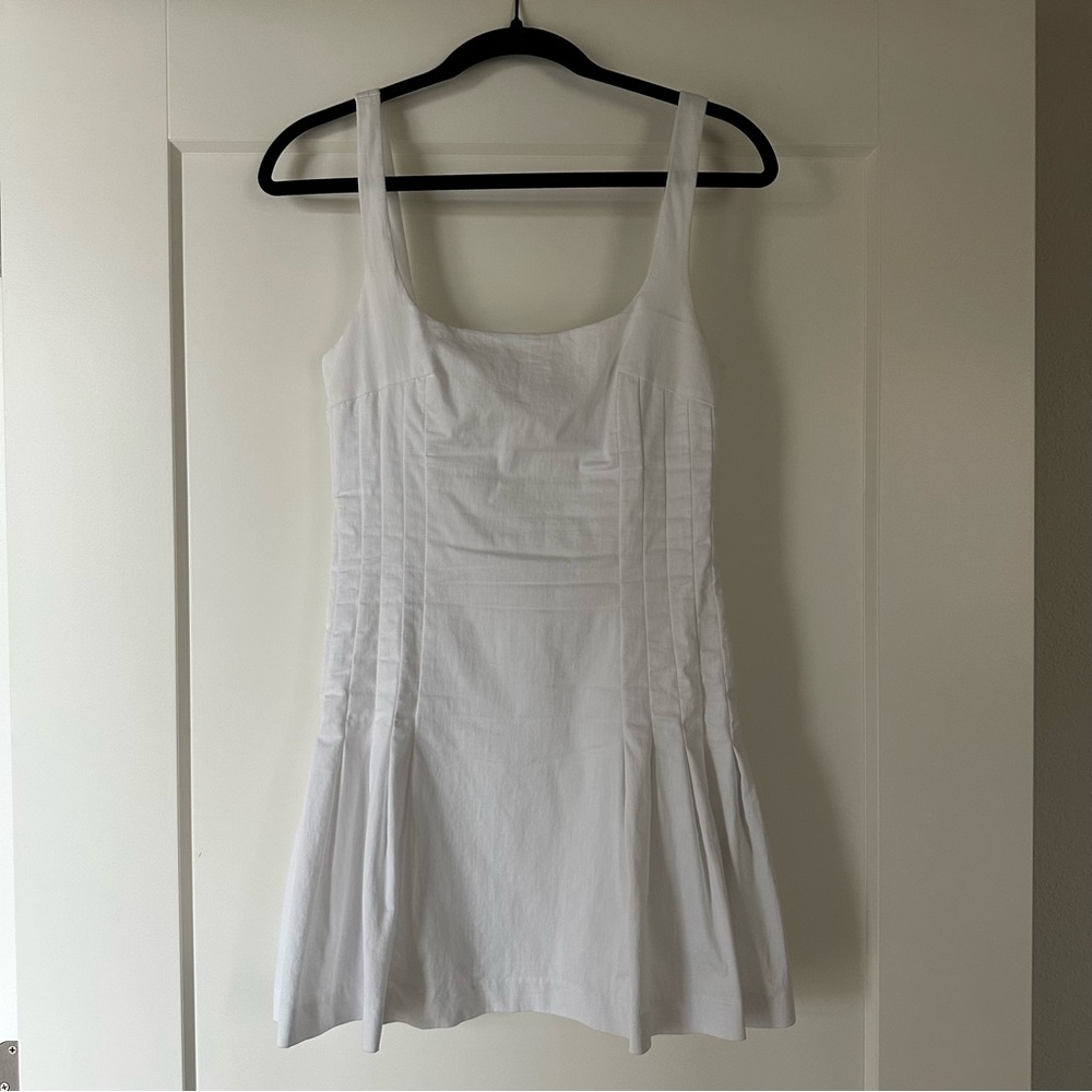 Zara White Pleated Mini Dress